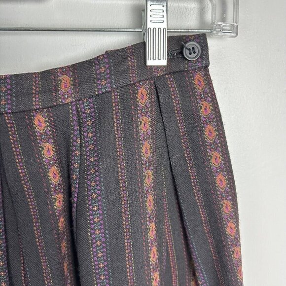 Vintage Sanyo Size 6 Black Wool Paisley Maxi Skirt Lined Academia Witchy Luxury - Picture 6 of 13